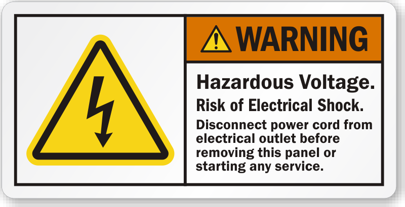 Hazardous Voltage Risk Of Electrical Shock Warning Label Sku Lb 2391