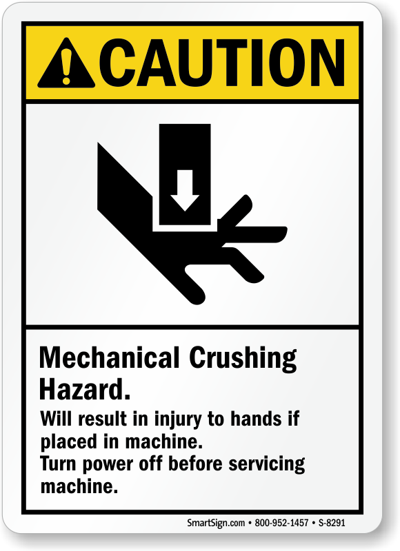 Crush Hazard Labels ANSI Caution, Warning & Danger Crush Hazards