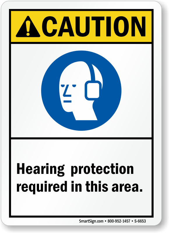 Hearing Protection Required In This Area (with Symbol) Sign, SKU S6653