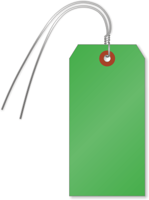 4¾ in. x 2-3/8 in. Dark Green Tags (with wires), SKU - T358-5-W-DG