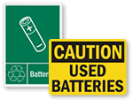 Battery Recycling & Waste Battery Signs