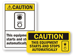Equipment Starts Automatically Labels