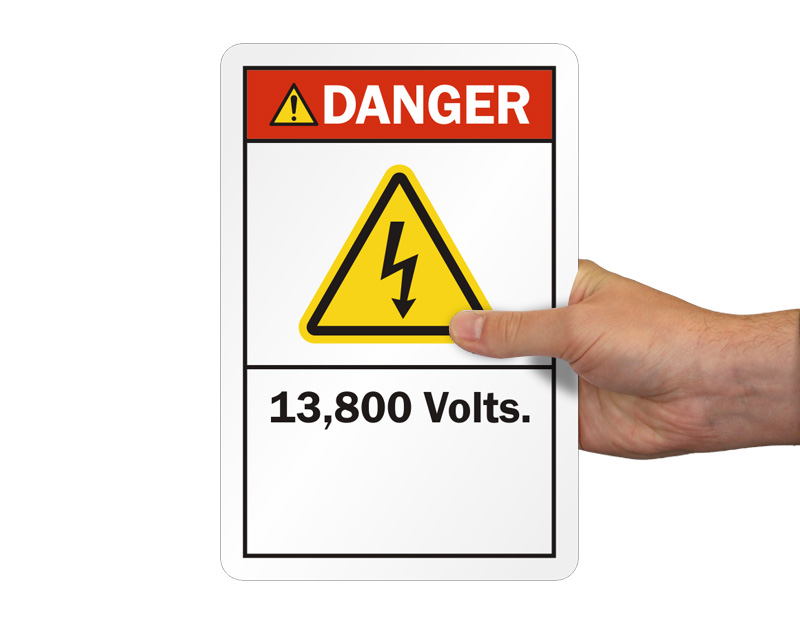 13800 Volts Labels | Danger High Voltage 13800 Volts Stickers