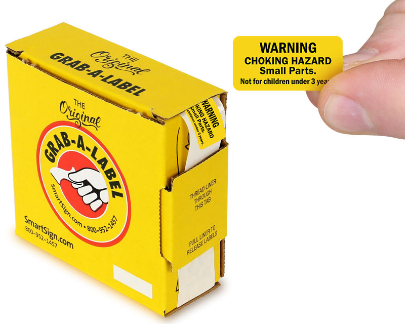 Choking Hazard Labels - Grab-a-Label in dispenser box