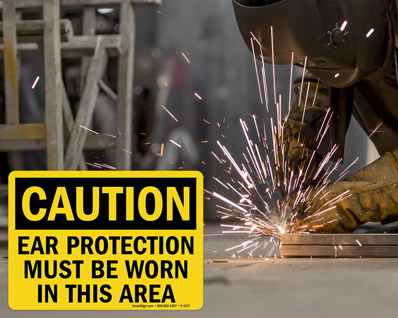 SmartSign Eye & Ear Protection Required Sign - 10x14 Inch Plastic Safety Sign For Equipment Areas