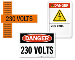 OSHA Danger Sign High Voltage 230 VoltsHeavy Duty Sign or Label 