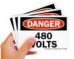 High Voltage Label 480 Volts