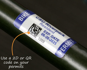 Bike permits with QR or 2D barcodes