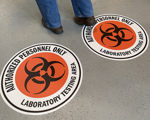 Biohazard warning decals for floor