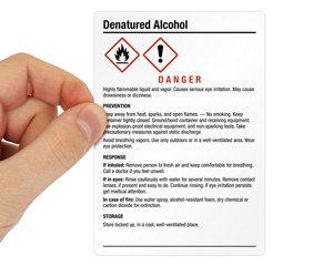 Denatured Alcohol Danger GHS Labels