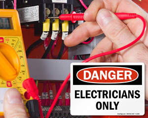Electricians Only Danger Label