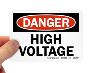 SAFETY LABEL WARNING DANGER HIGH VOLTAGE ADHESIVE DECAL STICKER 5-1/2" X 2-1/2" 