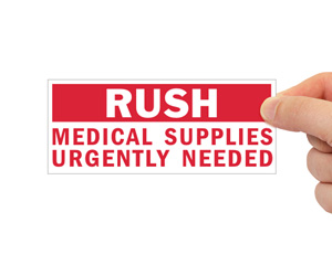 Rush Medical Supplies Urgently Needed Label