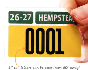 Parking stickers with large numbers