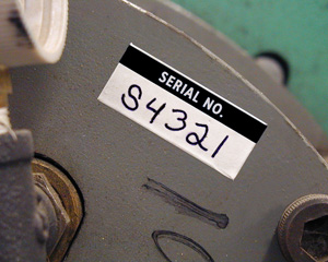 serial number calibration labels