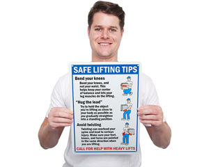 Safe Lifting Tips Hazard Sign