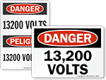 13200 Volts Labels