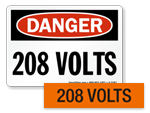 208 Volts Labels