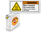 Hazard Label in Handy Dispenser