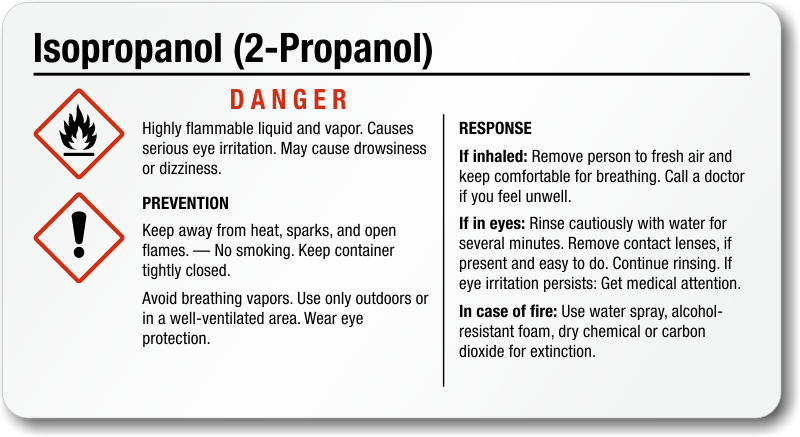 Small Ghs Isopropanol Label Sku Ghs 009 C