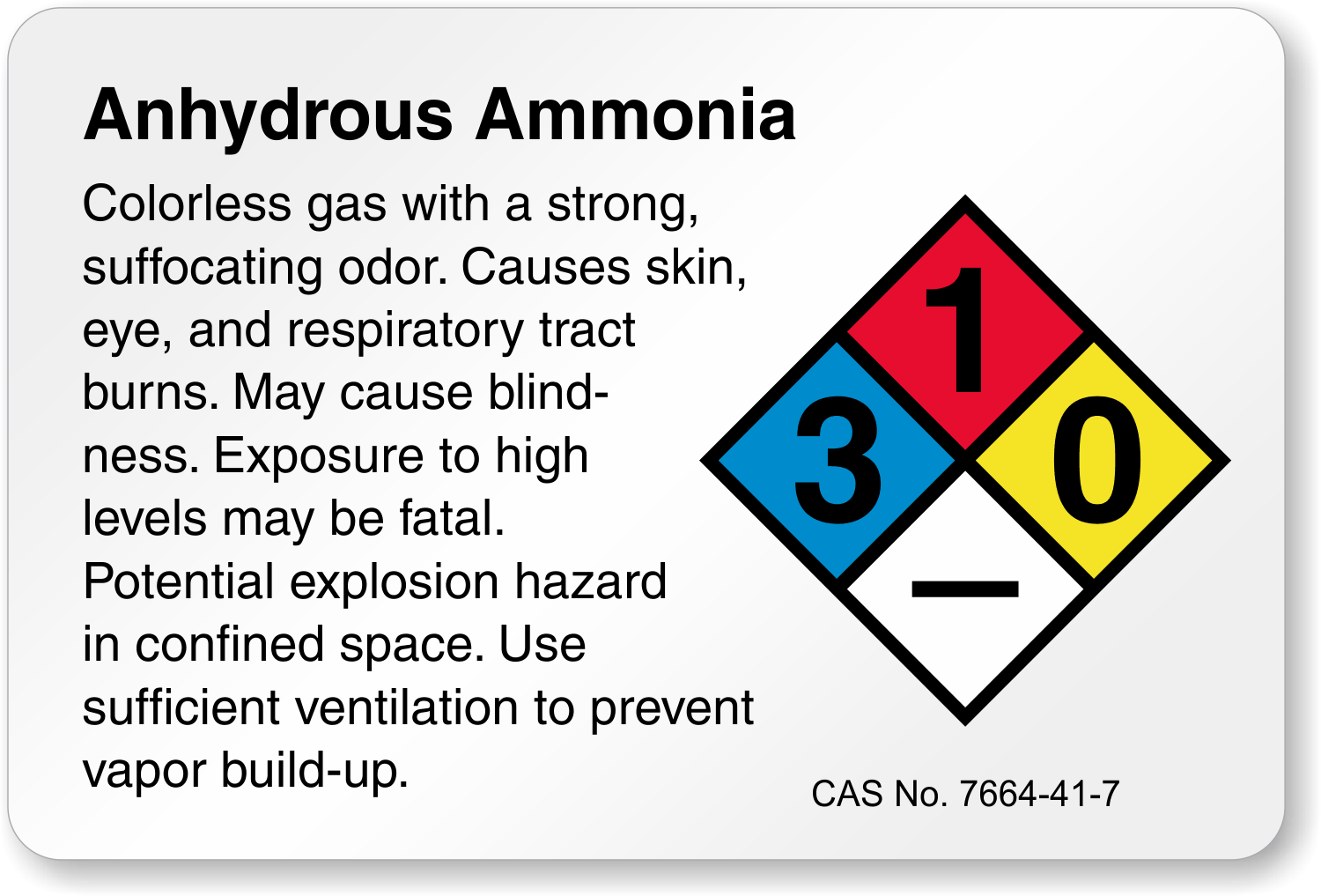 Horizontal NFPA Anhydrous Ammonia Label, SKU: LB-1592-013