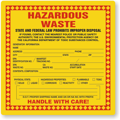 custom hazardous waste labels