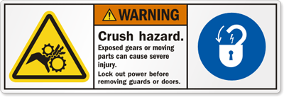 ⚠ ANSI Caution, Warning & Danger Crush Hazard Labels