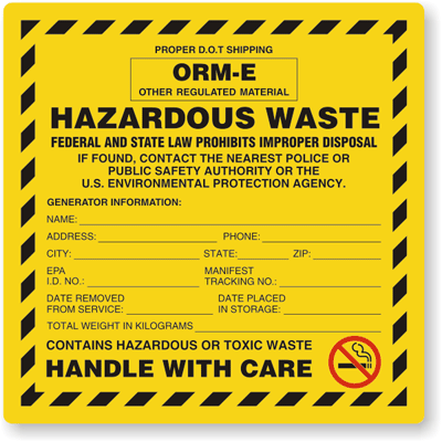 waste hazardous labels custom label federal law state customize