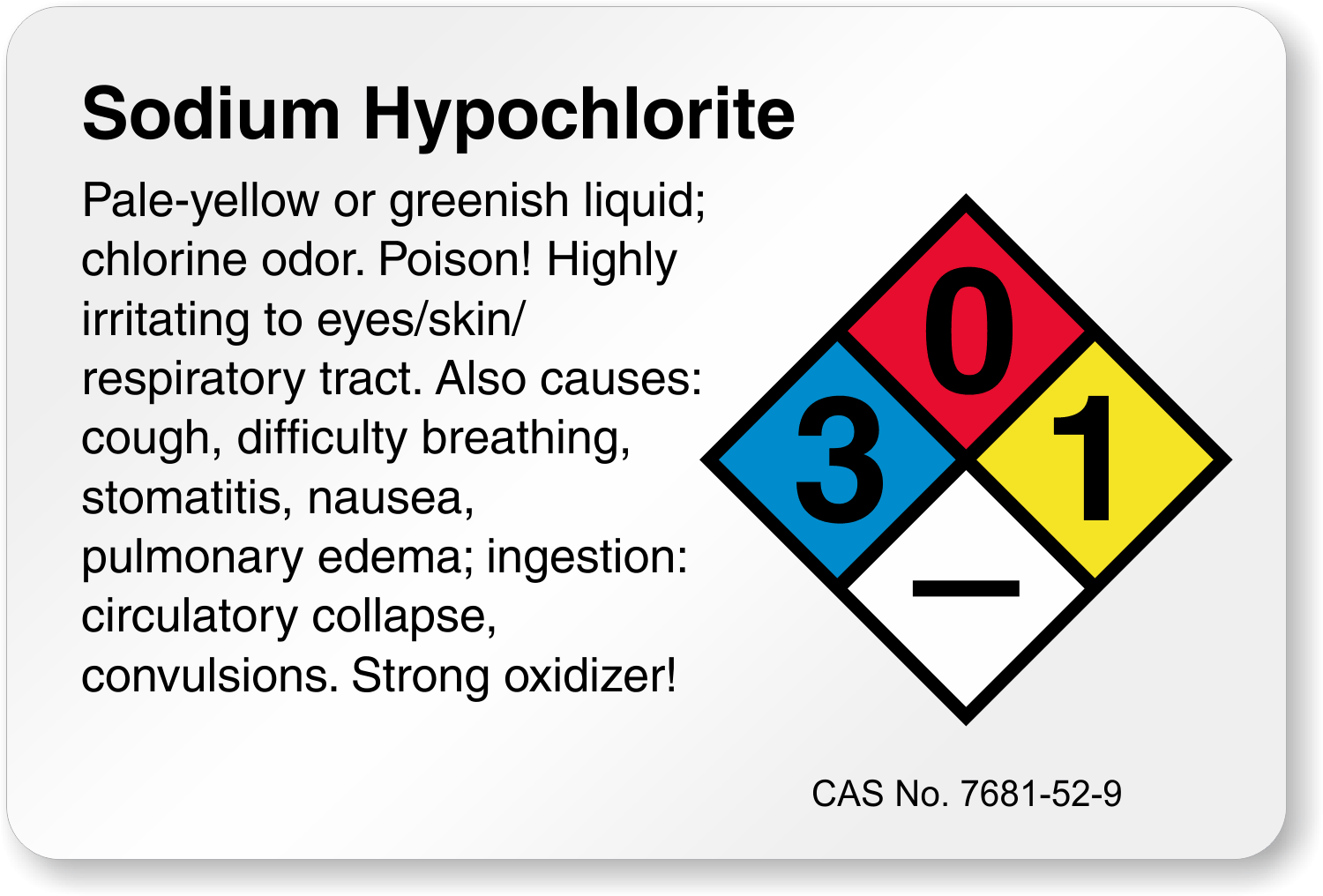 sodium hypochlorite labels label chemical