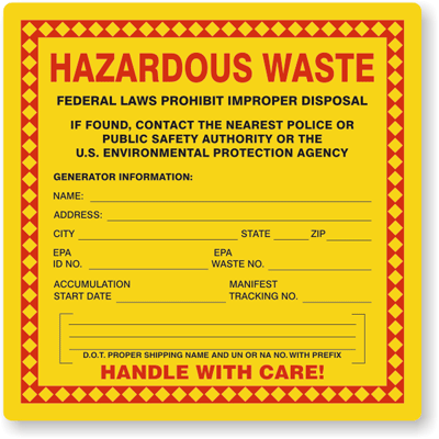 waste hazardous label labels template material universal printable epa templates requirements laws prohibit federal lb standard mysafetylabels