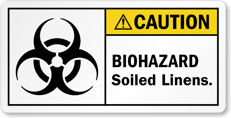 Caution Biohazard Soiled Linens Label, SKU: LB-2248