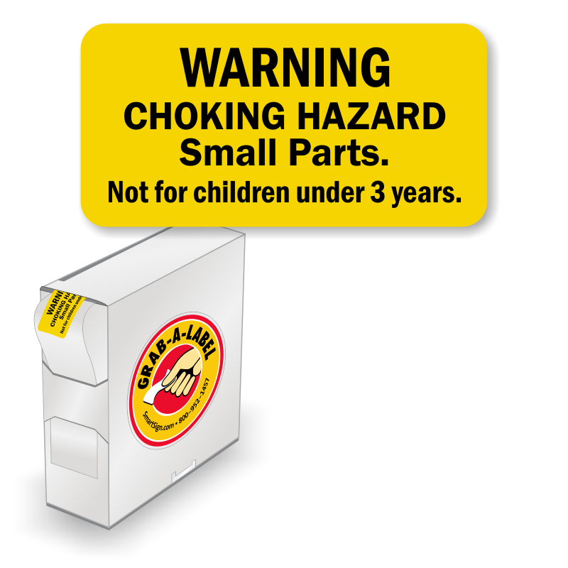 Choking Hazard Not For Children Under 3 Years Labels in Box, SKU: QC