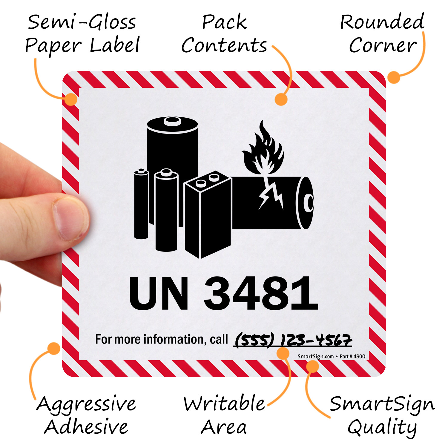 UN 3481 Label - Battery Labels, 250 Labels/Roll, LB-2997