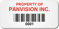 Asset Label, Property of Company Name with Barcode