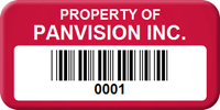 Asset Label, Property of Company Name with Barcode