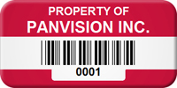 Asset Label, Property of Company Name with Barcode