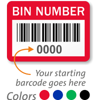 BIN NUMBER Label barcode pack of 1000