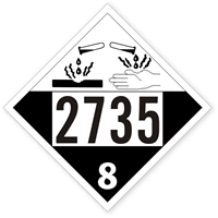 UN2735 Alkylamines NOS Placard