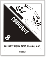 UN 3267 Corrosive Liquid Basic Organic Label