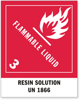 UN 1866 Resin Solution Label