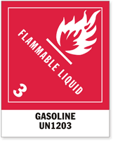 UN 1203 Gasoline Label