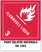 UN 1263 Paint Related Material DOT Label