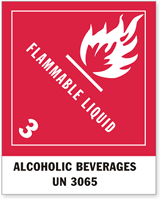 UN 3065 Alcoholic Beverages Label