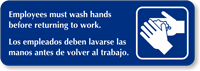 Employees Must Wash Hands Diamond Plate Door Sign