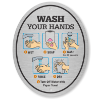 Wash Your Hands Diamond Plate Door Sign