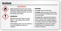 Small Acetone Danger GHS Chemical Label