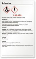 Asbestos Danger Large GHS Chemical Label
