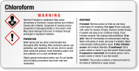Chloroform Warning Small GHS Chemical Label