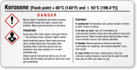 Kerosene Danger GHS Chemical Label Small