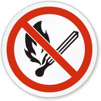 No Open Flame Fire Open Ignition ISO Sign